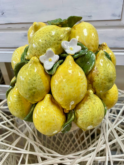 MCM ITALIAN MAJOLICA LEMON BASKET CENTERPIECE 11X10X9.5