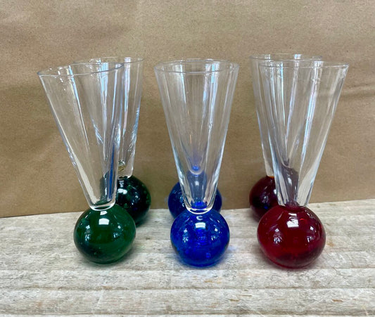 VINTAGE BUBBLE BOTTOM CORDIAL GLASSES SET OF 6