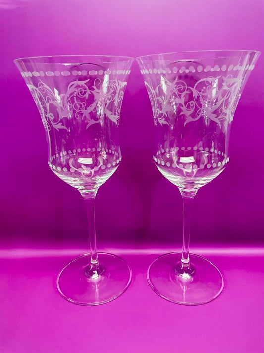 MILLER ROGASKA CRYSTAL RED WINE GOBLET GLASSES SET OF 2