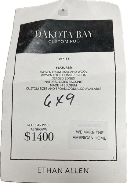 NWT ETHAN ALLEN DAKOTA BAY AREA RUG 6'X9' SAND STORM