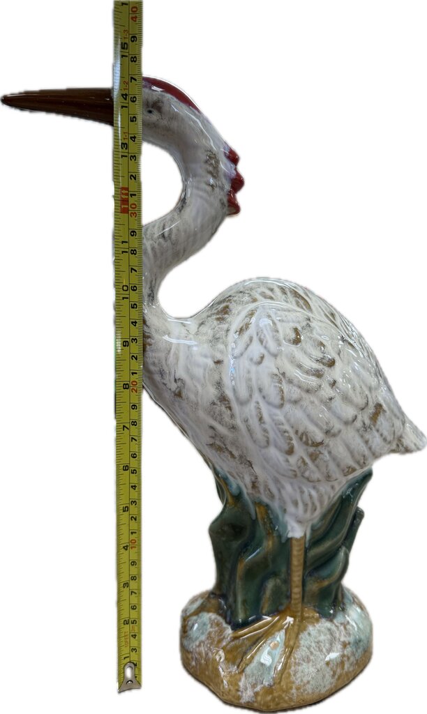 MAJOLICA HERON STATUE