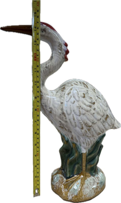 MAJOLICA HERON STATUE