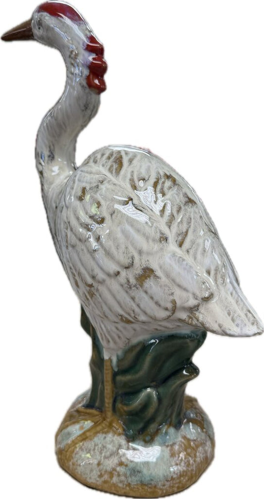 MAJOLICA HERON STATUE