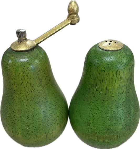 WOOD GREEN PEAR SALT AND PEPPER
