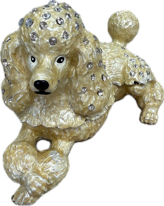 LAYNG POODLE WITH RHINESTONE TRINKET BOX