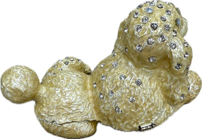LAYNG POODLE WITH RHINESTONE TRINKET BOX