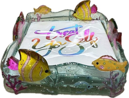 ACRYLIC SPARKLE FISH NAPKIN HOLDER