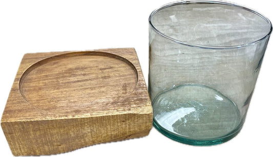 POTTERYBARN MADRE DE CACAO WOOD HURRICAN CANDLE HOLDER