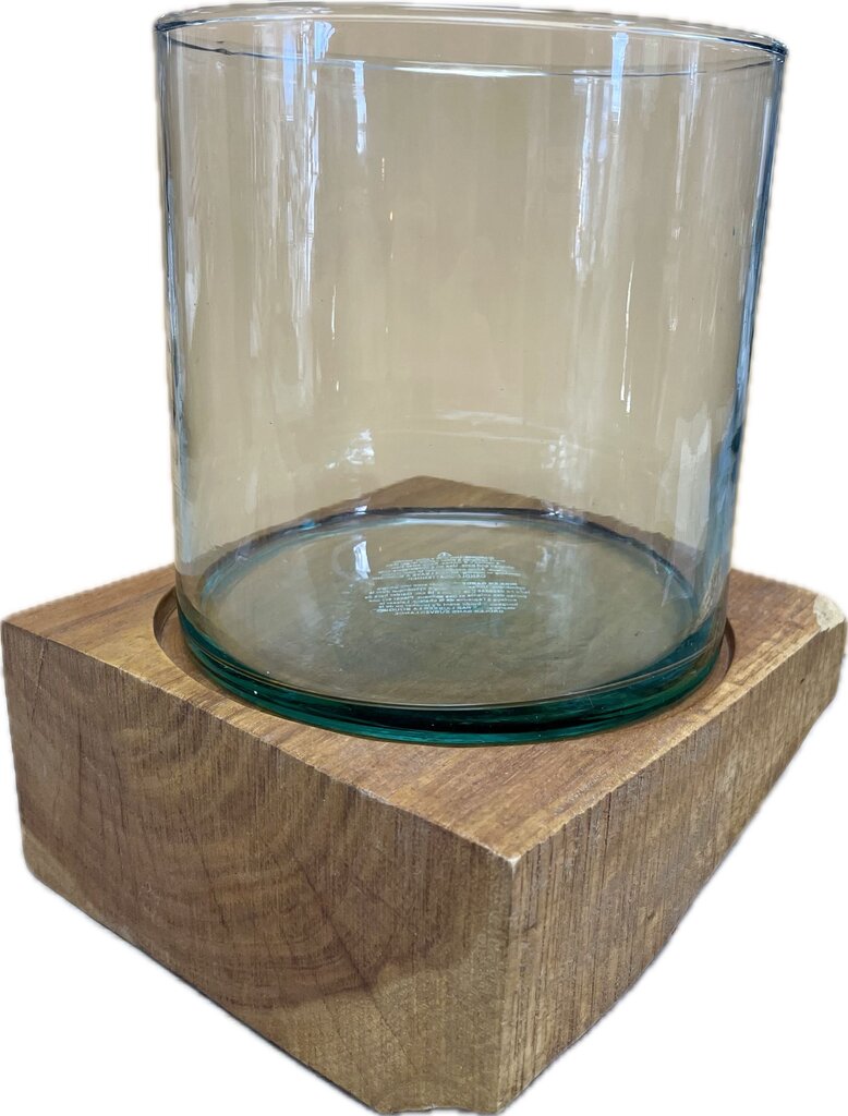 POTTERYBARN MADRE DE CACAO WOOD HURRICAN CANDLE HOLDER