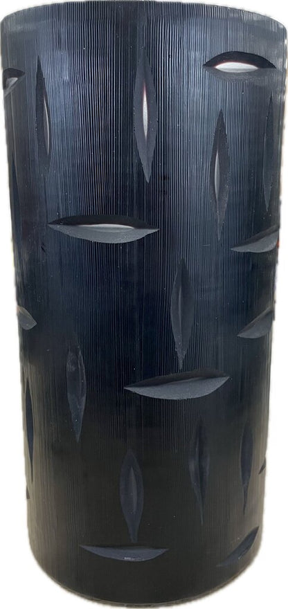 CRATE AND BARREL BLACK GLASS HURRICANE CANDLE HOLDER/VASE
