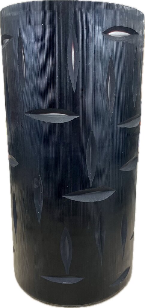 CRATE AND BARREL BLACK GLASS HURRICANE CANDLE HOLDER/VASE