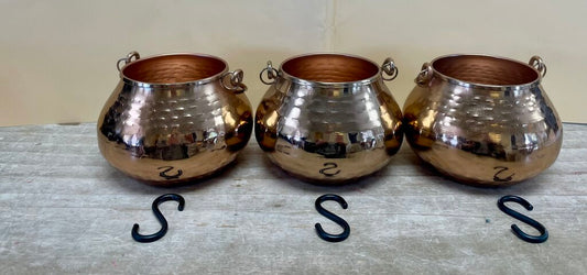 POTTERYBARN COPPER POTS SET OF 3