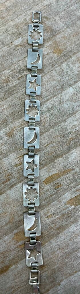 STERLING SILVER MOON AND SUN CUT OUT