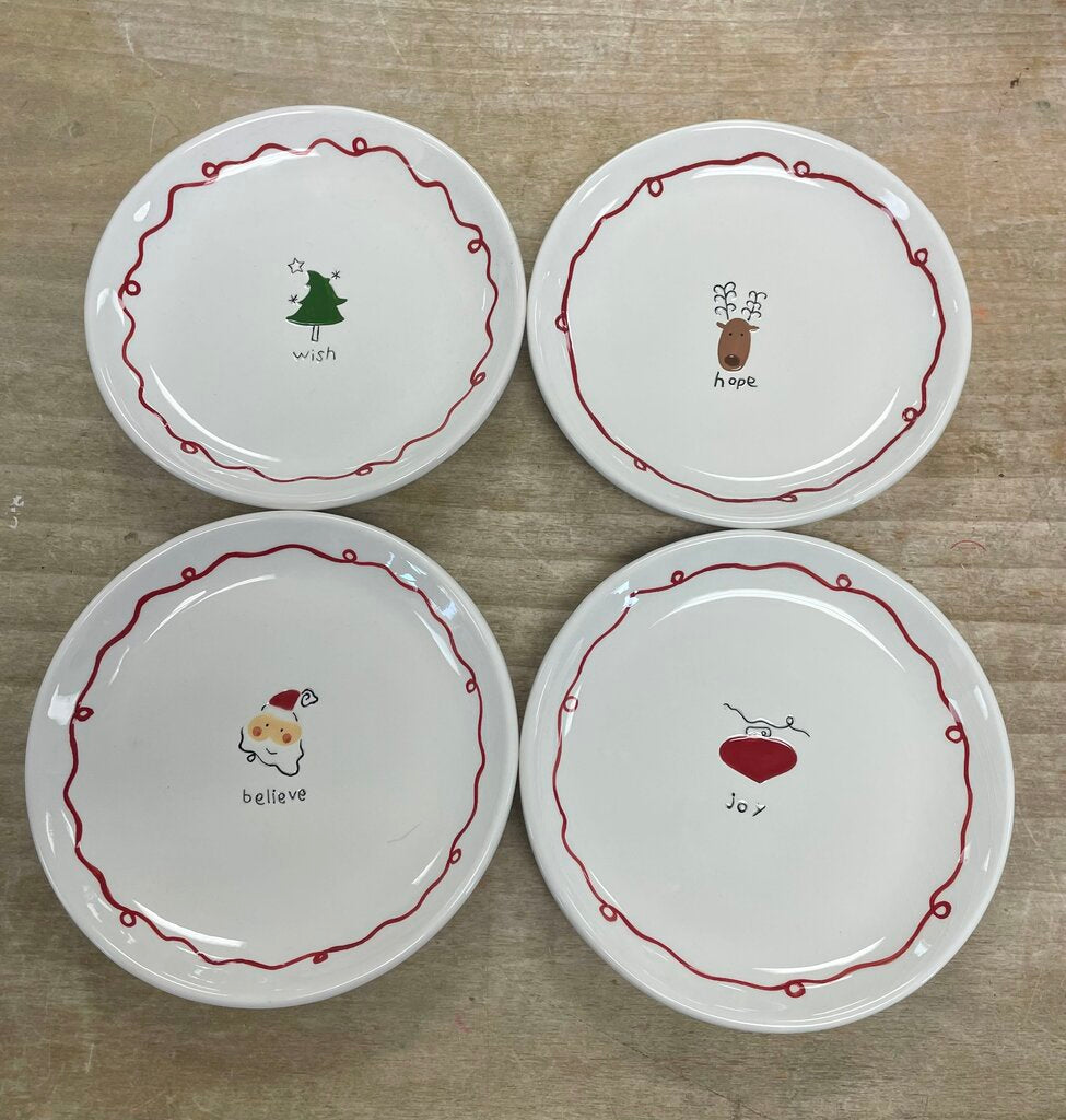 WILLIAMS SONOMA CHRISTMAS PLATES SET OF 4