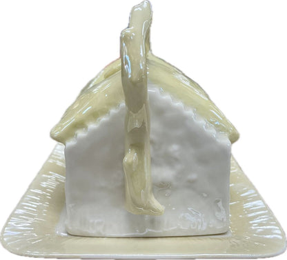 BELLEEK COTTAGE BUTTER CHEESE DISH