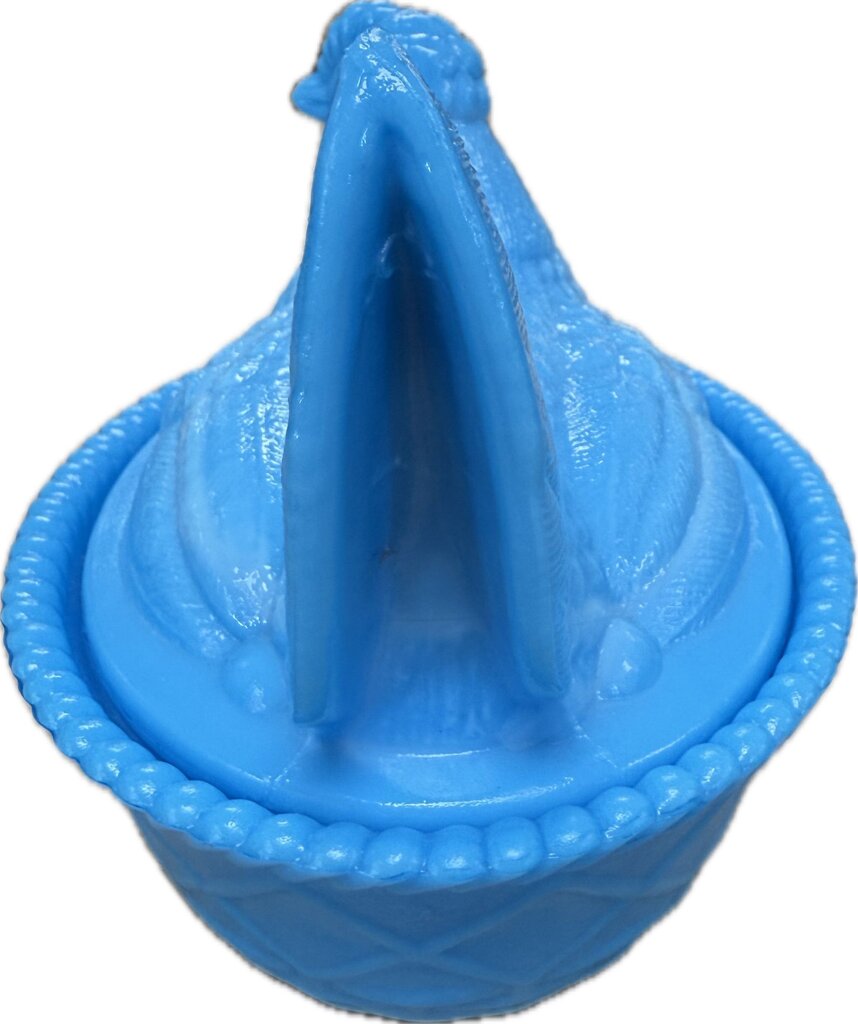 VINTAGE BLUE GLASS HEN DISH