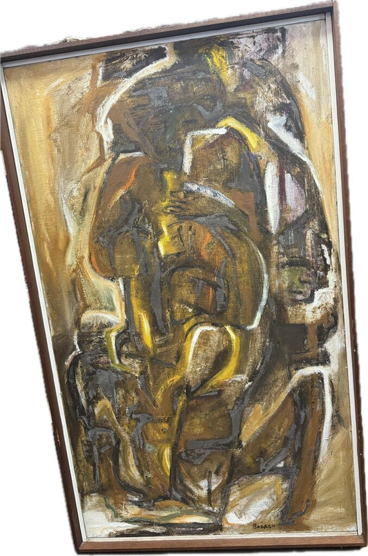 NAPLES ARTIST BADASH ORIGINAL BROWN CANVAS 31.5X19