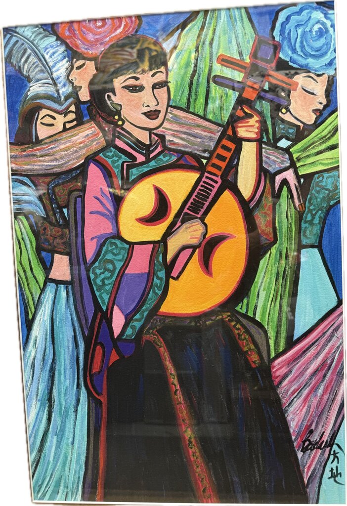 NAPLES ARTIST BADASH ORIGINAL 4 LADIES ART 22.5X29.5