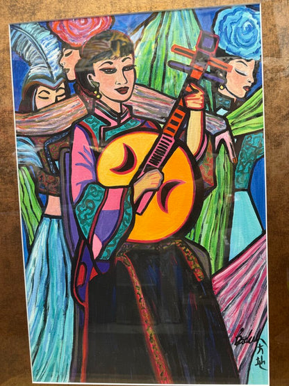 NAPLES ARTIST BADASH ORIGINAL 4 LADIES ART 22.5X29.5