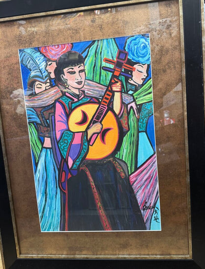 NAPLES ARTIST BADASH ORIGINAL 4 LADIES ART 22.5X29.5