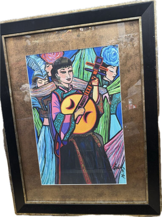 NAPLES ARTIST BADASH ORIGINAL 4 LADIES ART 22.5X29.5