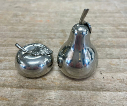 KIRT STIEFF PEWTER PEAR AND APPLE SALT AND PEPPER SHAKERS