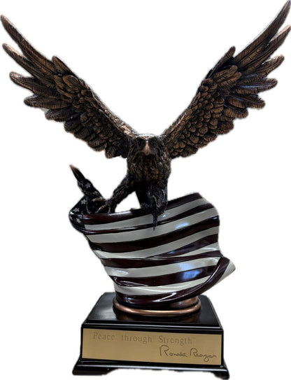 RONALD REAGAN BALD EAGLE WITH AMERICAN FLAG