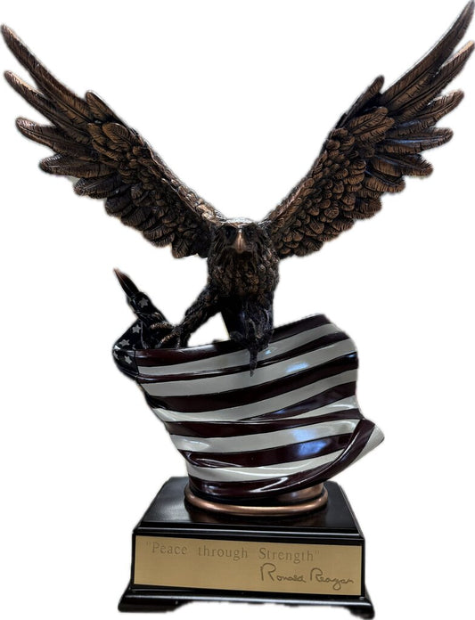 RONALD REAGAN BALD EAGLE WITH AMERICAN FLAG