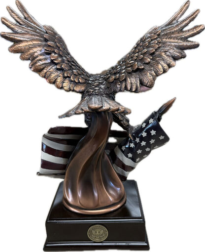 RONALD REAGAN BALD EAGLE WITH AMERICAN FLAG