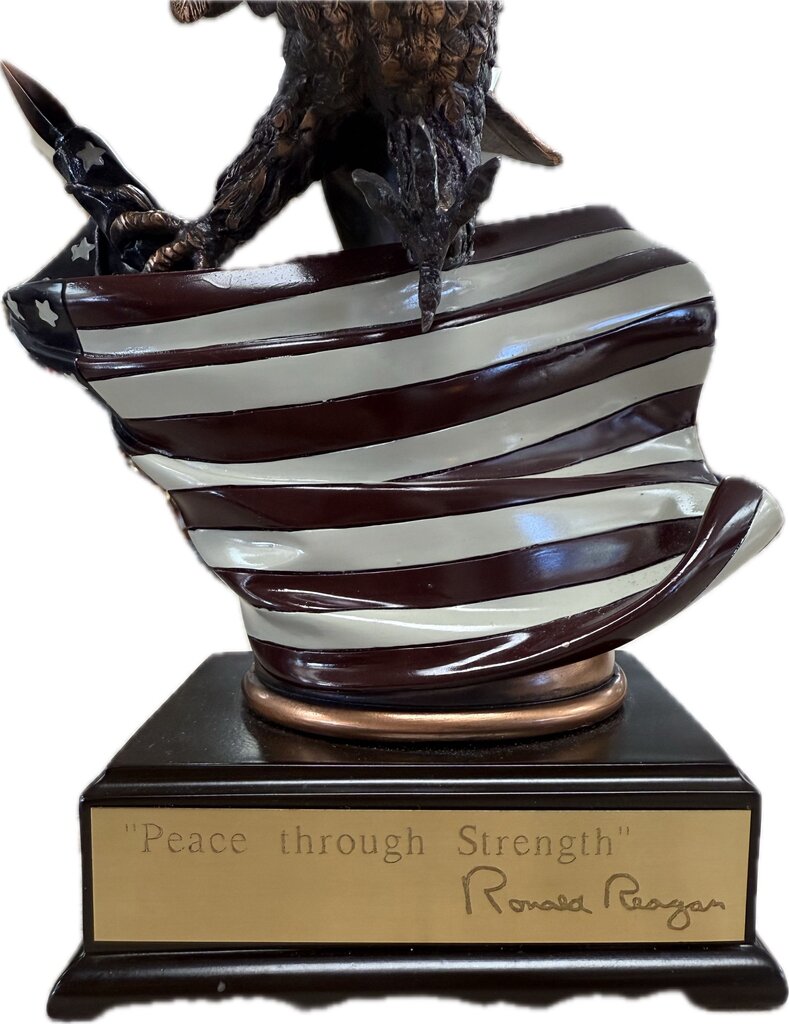 RONALD REAGAN BALD EAGLE WITH AMERICAN FLAG