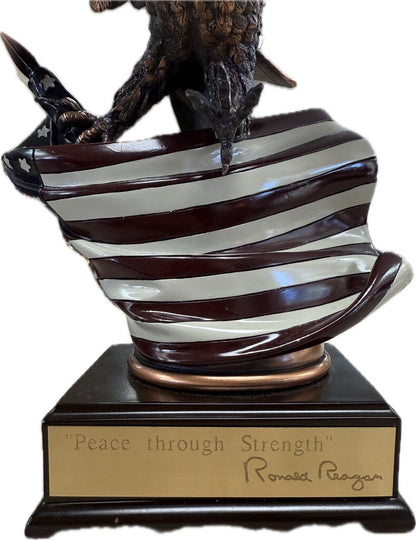 RONALD REAGAN BALD EAGLE WITH AMERICAN FLAG