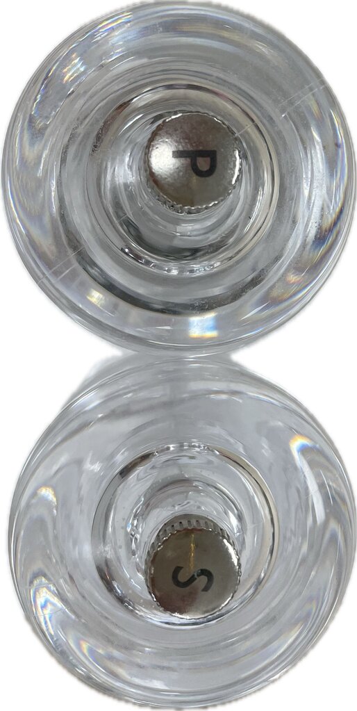 COLE & MASON LUCITE CLEAR SALT AND PEPPER GRINDERS