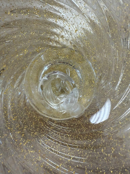 SEGUSO MURANO 24KT GOLD FLAKE SWIRL PEDESTAL BOWL AS IS