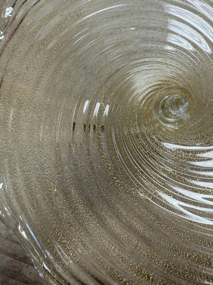 SEGUSO MURANO 24KT GOLD FLAKE SWIRL PEDESTAL BOWL AS IS