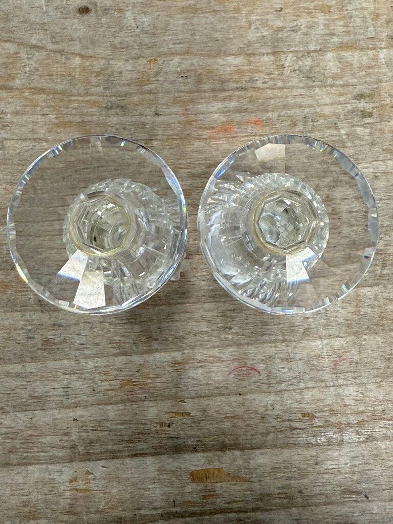 SWAROVSKI CANDLE HOLDER FROSTED FLOWER SET OF 2 4"