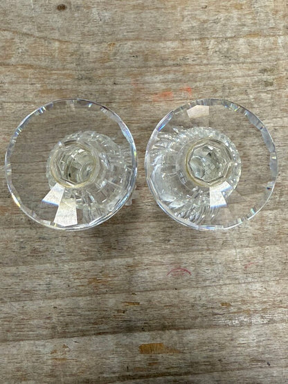 SWAROVSKI CANDLE HOLDER FROSTED FLOWER SET OF 2 4"