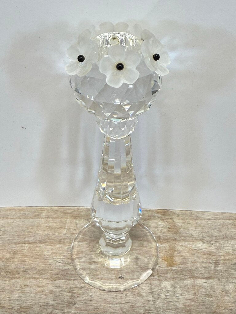 SWAROVSKI CANDLE HOLDER FROSTED FLOWER SET OF 2 4"