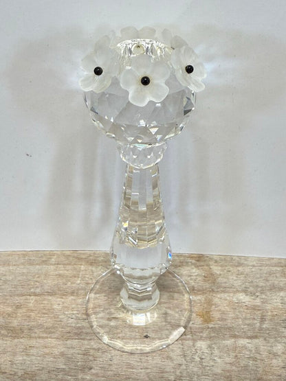 SWAROVSKI CANDLE HOLDER FROSTED FLOWER SET OF 2 4"