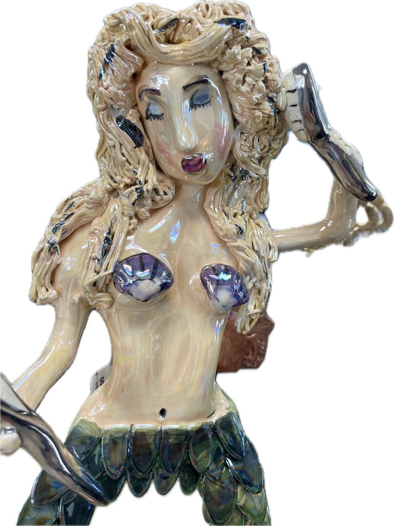 MERMAID MIRROR VINTAGE BLUE SKY CERAMICS HEATHER GOLDMINC 15.5"