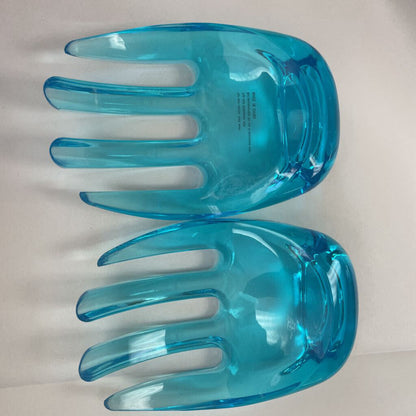 CLEAR BLUE SALAD SERVING TONGS