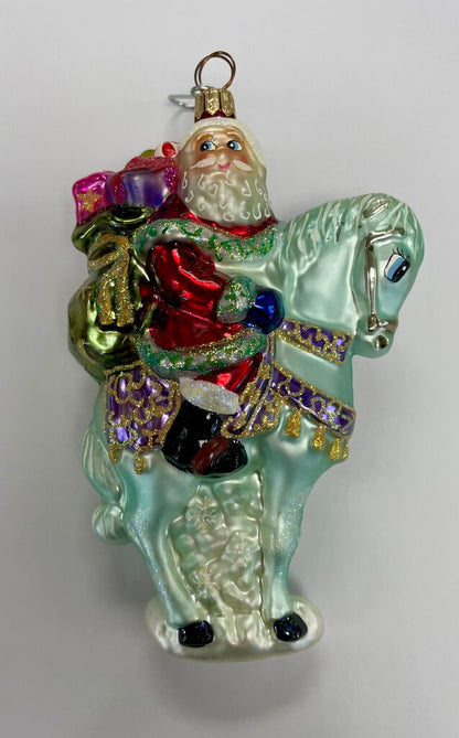 VINTAGE CHRISTOPHER SANTA AND BLUE HORSE 6.5"