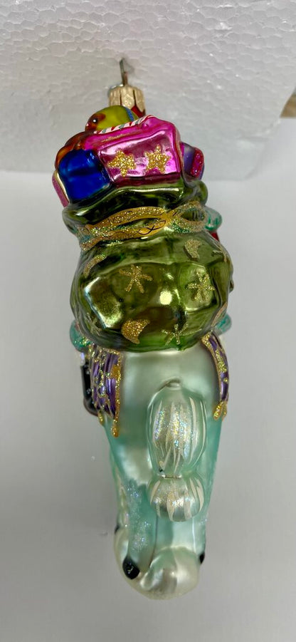 VINTAGE CHRISTOPHER SANTA AND BLUE HORSE 6.5"