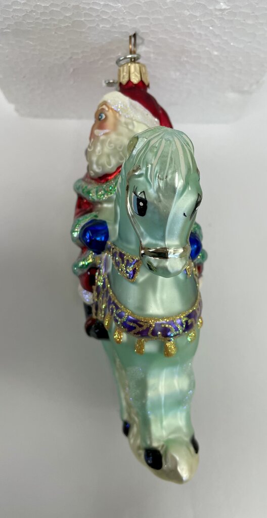 VINTAGE CHRISTOPHER SANTA AND BLUE HORSE 6.5"