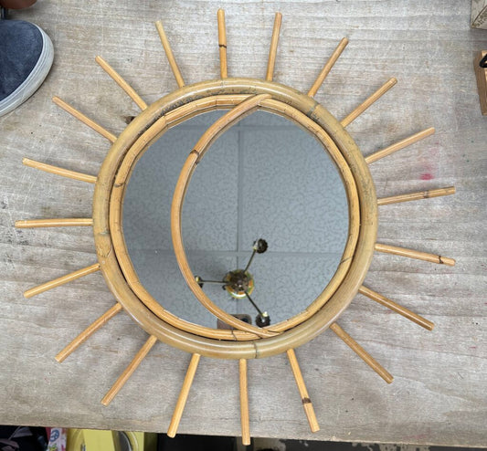 BOHO RATTAN SUN/MOON MIRROR