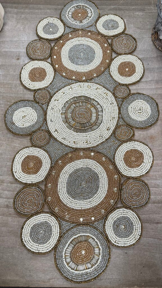 HAND BEADED ART DECO TABLE RUNNER