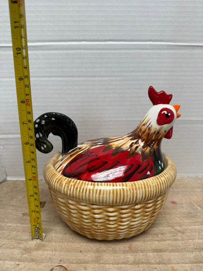 HEN ON NEST CERAMIC DISH