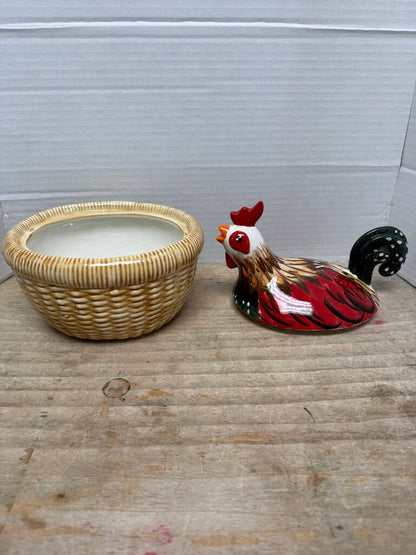 HEN ON NEST CERAMIC DISH