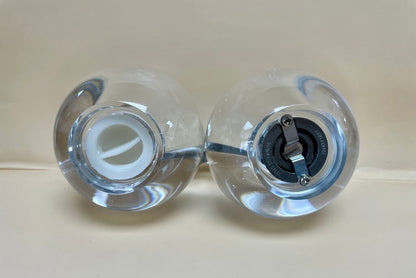 LUCITE ORB SALT AND PEPPER SHAKERS