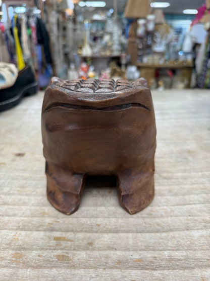 WOODEN CARVED FROG