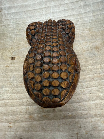 WOODEN CARVED FROG